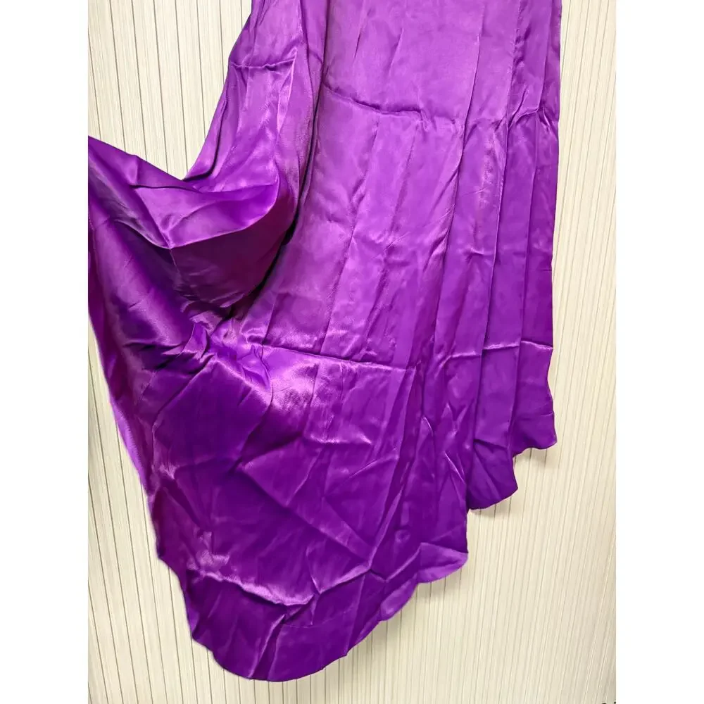 Karen Millen Satin Pleated Woven Midaxi Skirt Purple Size 8 - Picture 3 of 16